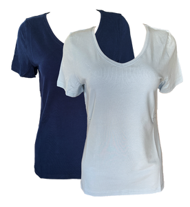 Damen Basic Shirts 2er Pack Kurzarm Baumwolle Gr. S