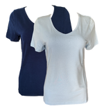 Damen Basic Shirts 2er Pack Kurzarm Baumwolle Gr. S