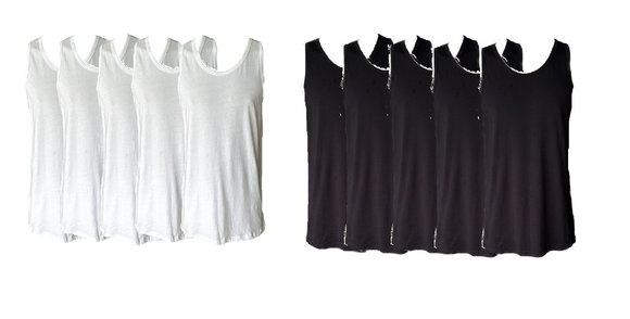 Herren Tanktop Unterhemd 5er-Pack Weiß, Schwarz Gr. M