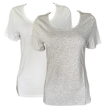 Damen Basic Shirts 2er Pack Kurzarm Baumwolle Gr. S