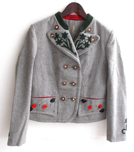 Damen Trachten Janker/Jacke grau m. Motiven Gr. 36 v. Almsach