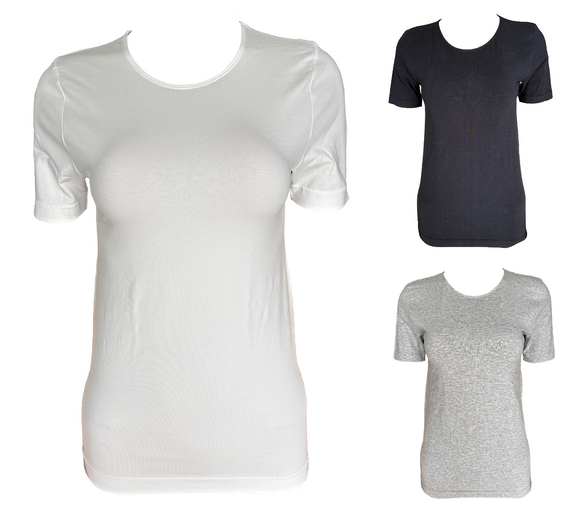 Damen T-Shirt Seamless Kurzarm Weiß Schwarz Grau Gr. S M L