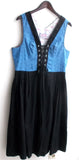 Damen Trachten Dirndl ärmellos blau gemustert, Rock schwarz Gr. 46 v. Chiemsee