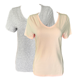 Damen Basic Shirts 2er Pack Kurzarm Baumwolle Gr. S