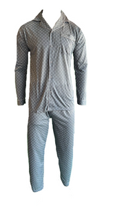 Herren Pyjama Schlafanzug Langarm Blau, Grau Gr. M, L, XL, 2XL