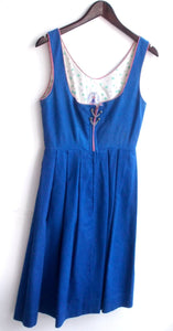 Damen Trachten Dirndl ärmellos blau Gr. 42 v. Strässer Dirndl