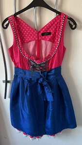 Damen Trachten Dirndl ärmellos pink blau Gr. 40 v. Amisu