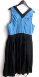 Damen Trachten Dirndl ärmellos blau gemustert, Rock schwarz Gr. 46 v. Chiemsee