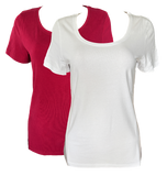 Damen Basic Shirts 2er Pack Kurzarm Baumwolle Gr. S