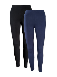 Damen Leggings 2er Pack Schwarz Blau Rot Gemustert Gr. XS S M L