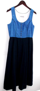 Damen Trachten Dirndl ärmellos blau, Rock schwarz Gr. 36 v. Oscar Trachten