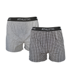 Herren Boxershorts 2er Pack Grau Oliv Baumwolle Gr. M