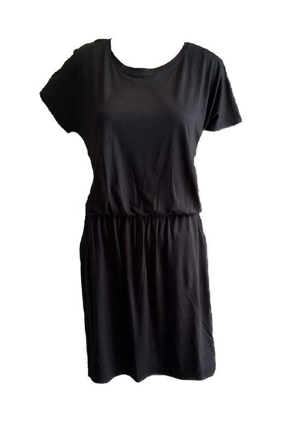 Damen Kleid Kurzarm Schwarz Gr. M, L, XL, 2XL