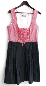 Damen Trachten Dirndl ärmellos rot kariert, Rock schwarz Gr. 42 v. Country Life