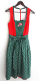 Damen Trachten Dirndl ärmellos rot geblümt m. grüner Schürze Gr. 38 v. Outfit