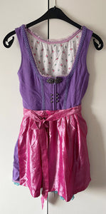 Damen Trachten Dirndl ärmellos Lila mit Rosa Schürze ca. Gr. 34